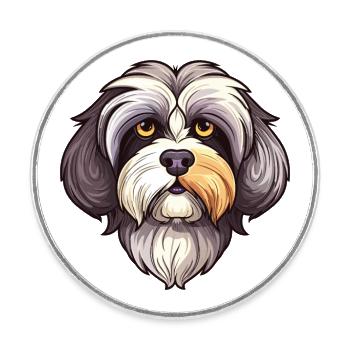 Chien havanais race aquarelle dessin animé couleur kawaii - Magnet rond - blanc - Devant