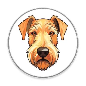 Lakeland Terrier Dog Breed Watercolor Cartoon Kawa - Round  fridge magnet - white - Front