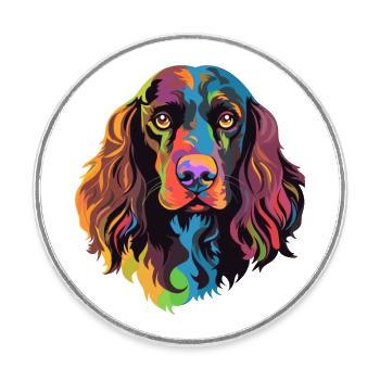 Boykin Spaniel Dog Breed Watercolor Cartoon Kawaii - Round  fridge magnet - white - Front