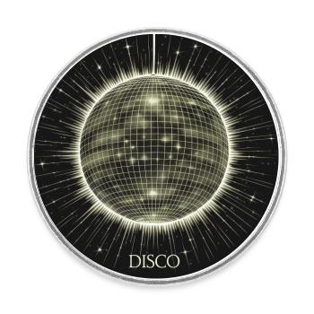 DISKO Kugel - Runder Kühlschrankmagnet - Weiß - Vorne