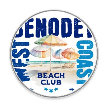 Bénodet Beach club - Round  fridge magnet - white - Front