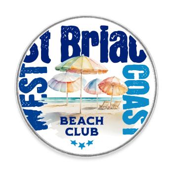 St Briac Beach club - Round  fridge magnet - white - Front