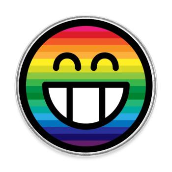 Émoticône Sourire arc-en-ciel - Magnet rond - blanc - Devant
