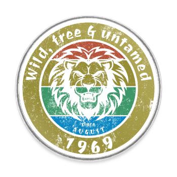 Sauvage, libre et indompté depuis 08/1969 - Magnet rond - blanc - Devant