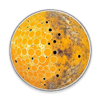 Gelber Planet - Runder Kühlschrankmagnet - Weiß - Vorne