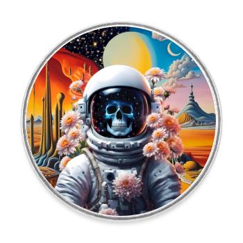 Astronaut Surreal Planet - Round  fridge magnet - white - Front