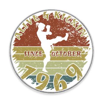 55. Geburtstag Alive and kickin since 10/1969 - Runder Kühlschrankmagnet - Weiß - Vorne