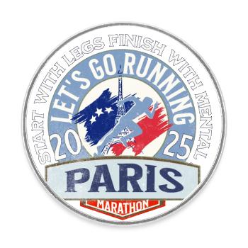 Let s go running in Paris Marathon - Magnet rond - blanc - Devant