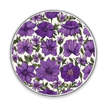 Blumenmuster in Lila - Runder Kühlschrankmagnet - Weiß - Vorne