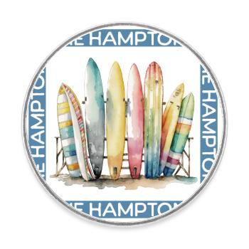 Surfen in den Hamptons - Runder Kühlschrankmagnet - Weiß - Vorne