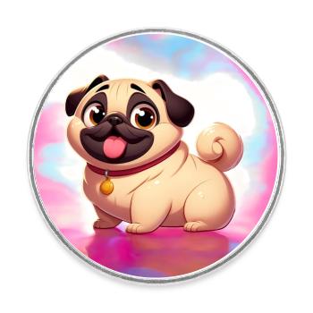 Mops 2 - Runder Kühlschrankmagnet - Weiß - Vorne