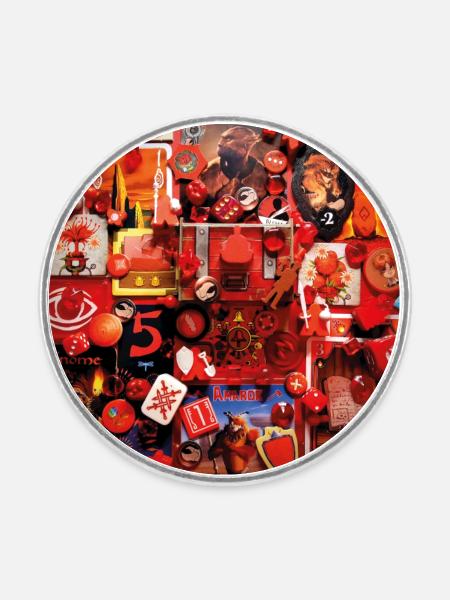 GAMES • RED - Round  fridge magnet - white