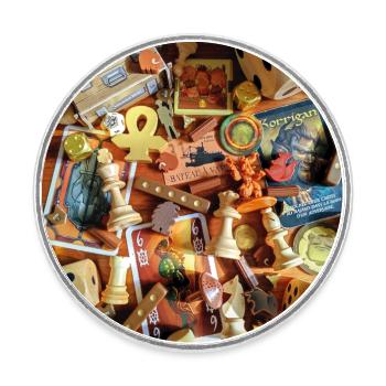 GAMES • BROWN - Round  fridge magnet - white - Front