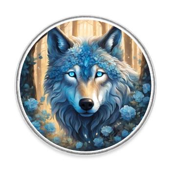 Ein mystischer Wolfskopf - Runder Kühlschrankmagnet - Weiß - Vorne