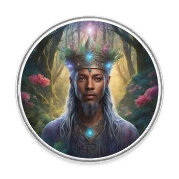 The head of a magic forest mage - Round  fridge magnet - white - Front