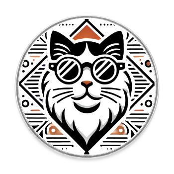 Cool Cat with Sunglasses Design - Round  fridge magnet - white - Front