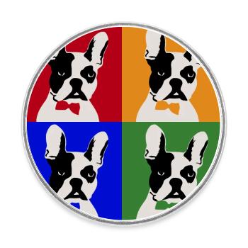 Franz Bulldogge Bunt - Runder Kühlschrankmagnet - Weiß - Vorne