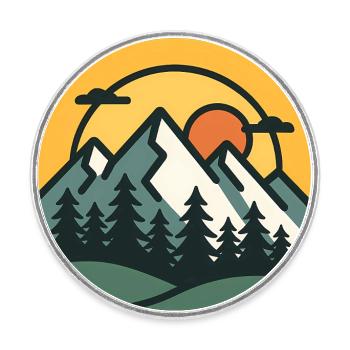 Berg Sonnenuntergang Abenteuer Kunst - Runder Kühlschrankmagnet - Weiß - Vorne