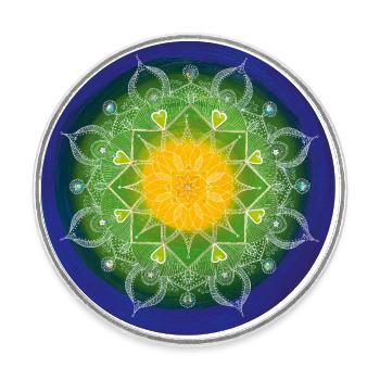 Herzchakra – Mandala der Liebe & Balance - Runder Kühlschrankmagnet - Weiß - Vorne