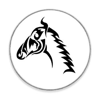 Pferd - Runder Kühlschrankmagnet - Weiß - Vorne
