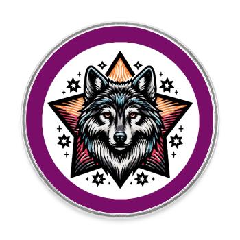 Wolfportrait Wildnis erleben und Freiheit spüren - Runder Kühlschrankmagnet - Weiß - Vorne