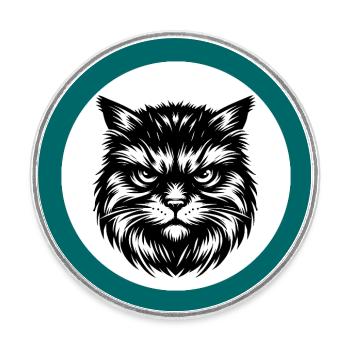 Dessin au trait de portrait de chat mignon - Magnet rond - blanc - Devant