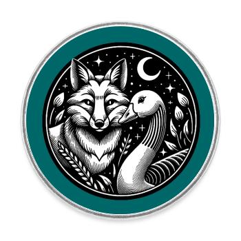 Fuchs und Gans in Freundschaft - Runder Kühlschrankmagnet - Weiß - Vorne