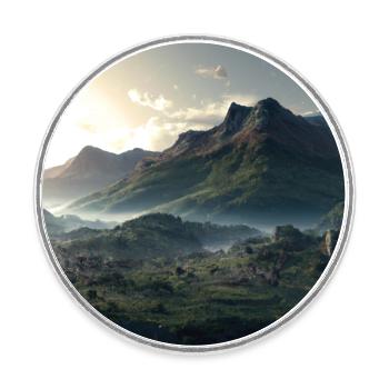 Wunderschöne Berglandschaft im Nebel - Runder Kühlschrankmagnet - Weiß - Vorne