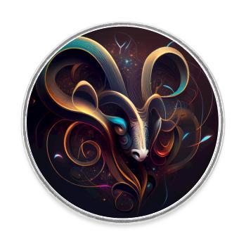 Signe astrologique: Bélier - Magnet rond - blanc - Devant