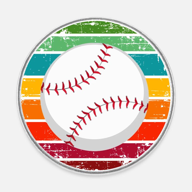 Base-ball - Magnet rond - blanc