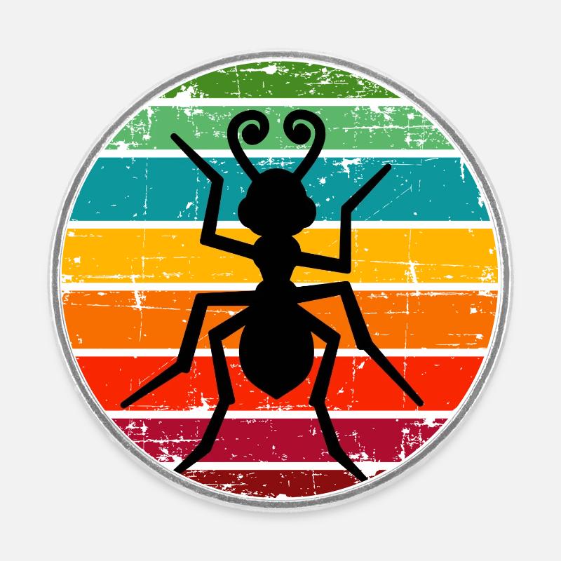 Ant Insect Ants Retro Sunset - Round  fridge magnet - white
