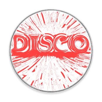 Texte DISCO Logo Mot Rouge - Magnet rond - blanc - Devant
