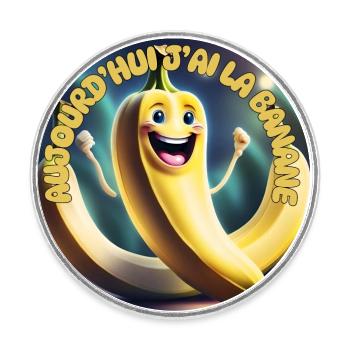 Today I have the Banana - Round  fridge magnet - white - Front