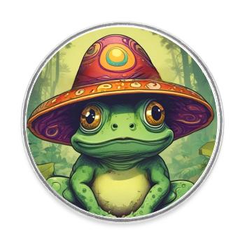 Grenouille psychédélique II - Magnet rond - blanc - Devant