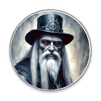 Mystischer Schamane im Steampunkstyle - Runder Kühlschrankmagnet - Weiß - Vorne