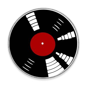 Disque vinyle rétro - Magnet rond - blanc - Devant