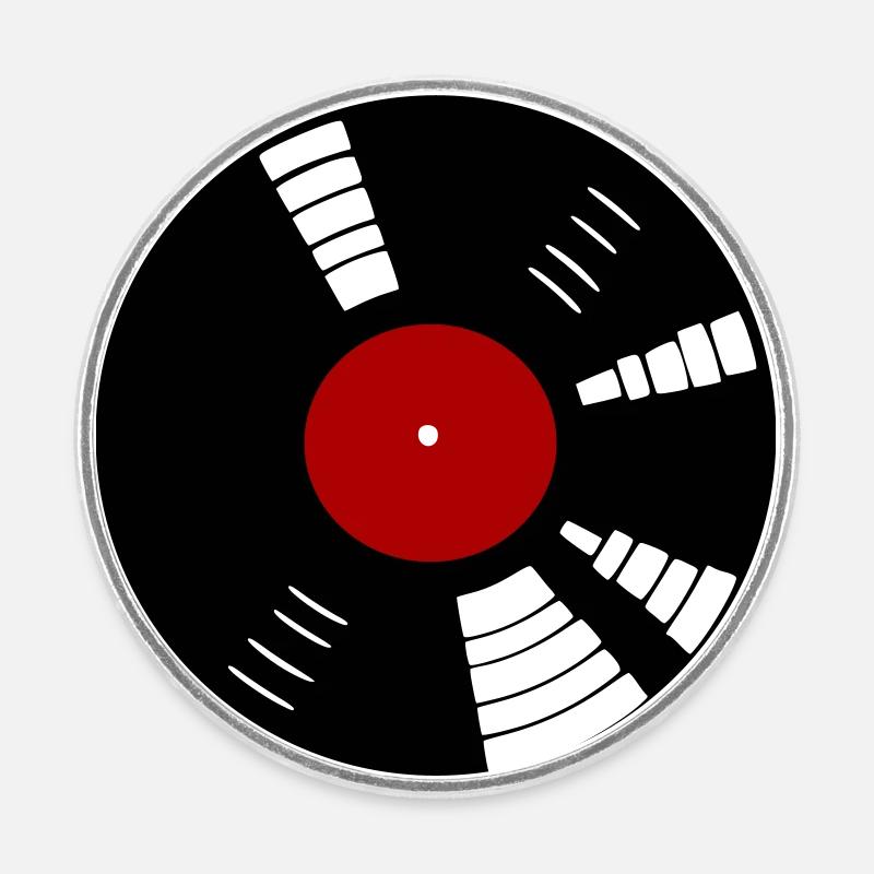 Retro vinyl record - Round  fridge magnet - white