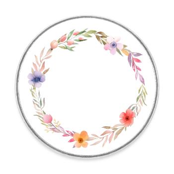 Customisable floral wreath, colourful - Round  fridge magnet - white - Front