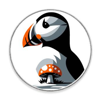Puffin and toadstool - Round  fridge magnet - white - Front