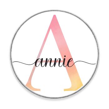 A | Monogramm | Name | Annie |Watercolor - Runder Kühlschrankmagnet - Weiß - Vorne