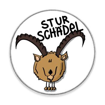Steinbock Sturschädel - Runder Kühlschrankmagnet - Weiß - Vorne