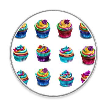 Des muffins colorés tout simplement délicieux - Magnet rond - blanc - Devant
