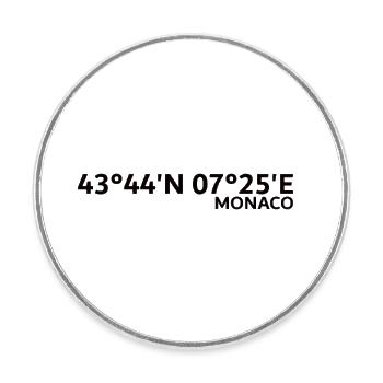 Monaco Monte Carlo circuit coordinates - Round  fridge magnet - white - Front