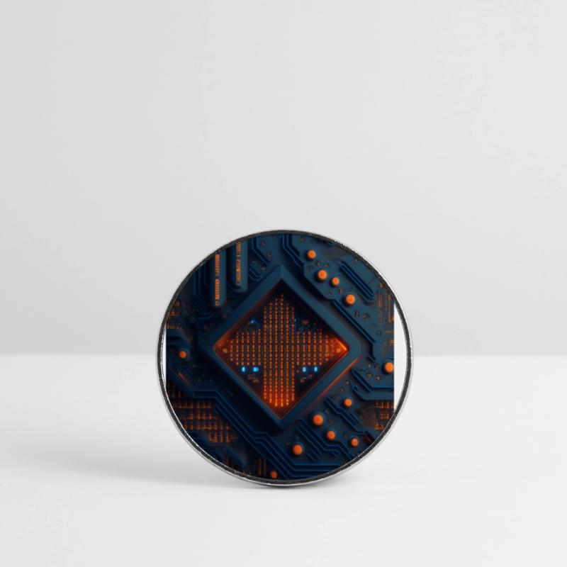 Computer pattern, patterned, abstrackt, nerd, Si-Fi Round  fridge magnet