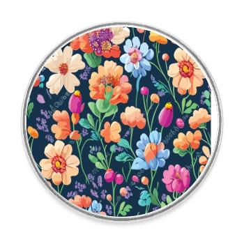 Blumen Muster Blumenwiese Sommer Wiese Pflanzen - Runder Kühlschrankmagnet - Weiß - Vorne