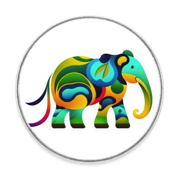 Elephant - Round  fridge magnet - white - Front