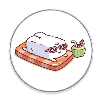 Sushi mignon ayant Suntan drôle - Magnet rond - blanc - Devant