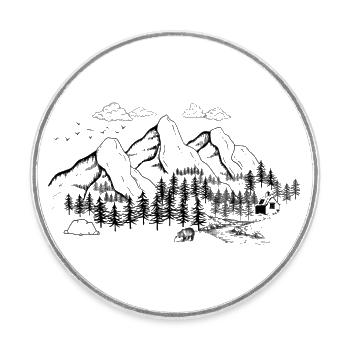 Aventure en forêt de montagne - Magnet rond - blanc - Devant