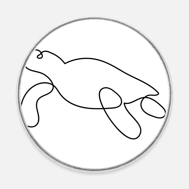 Turtle One-Line Style - Round fridge magnet - white