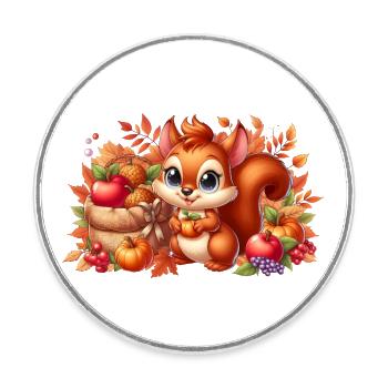 squirell autumn3 - Round  fridge magnet - white - Front